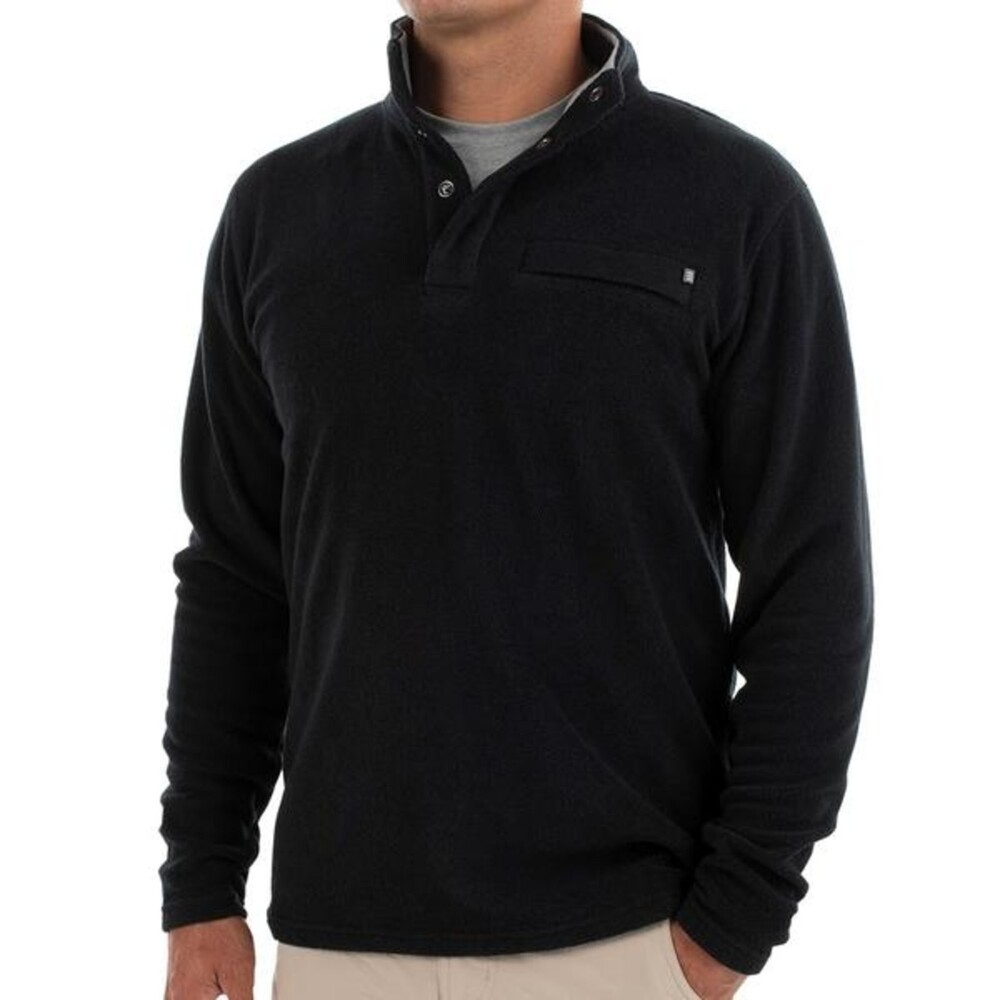 Free Fly Men's Bamboo Polar Fleece Snap Pullover, Black, Size XL